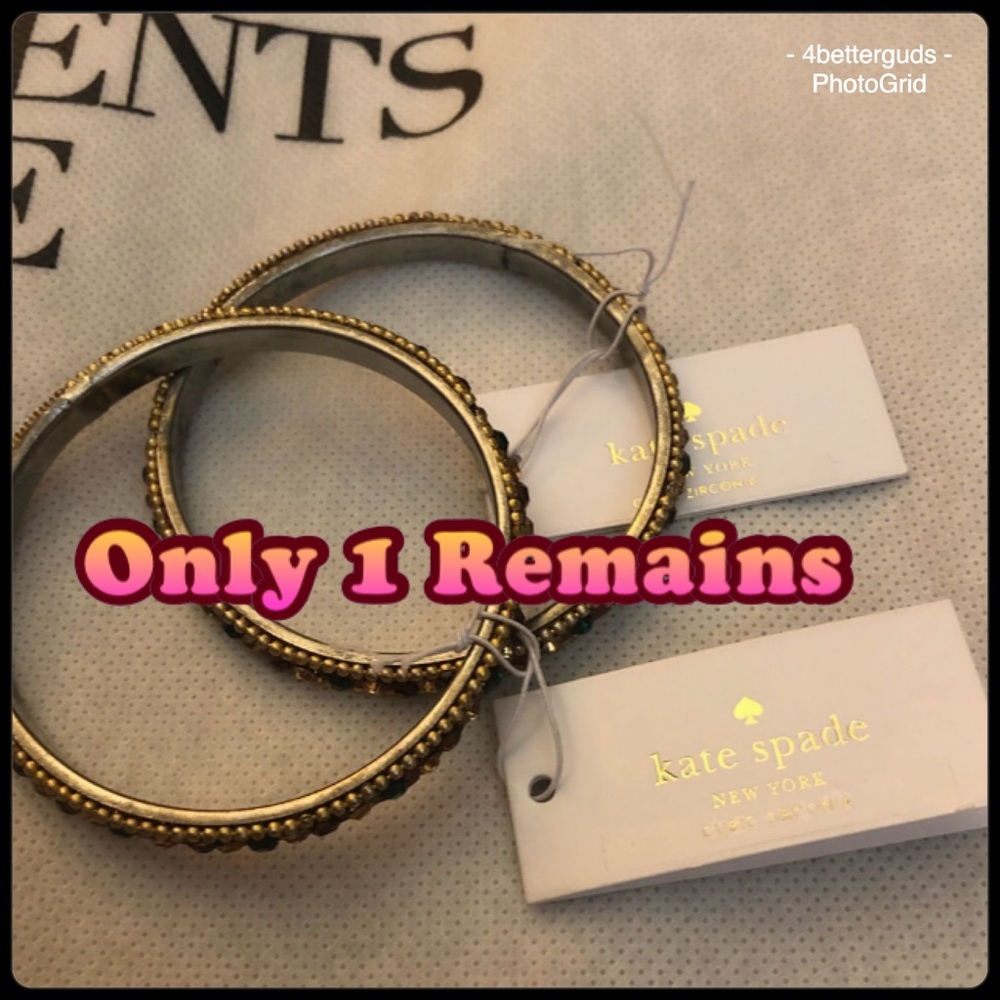 RARE Kate Spade Gold Gems Cubic Zirconia Elegant Edge Bangle Bracelet Petite New - Picture 4 of 16